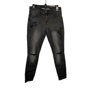 Old Navy Womens 6 Rockstar Jeans Mid Rise Skinny Distressed Embroidered Floral